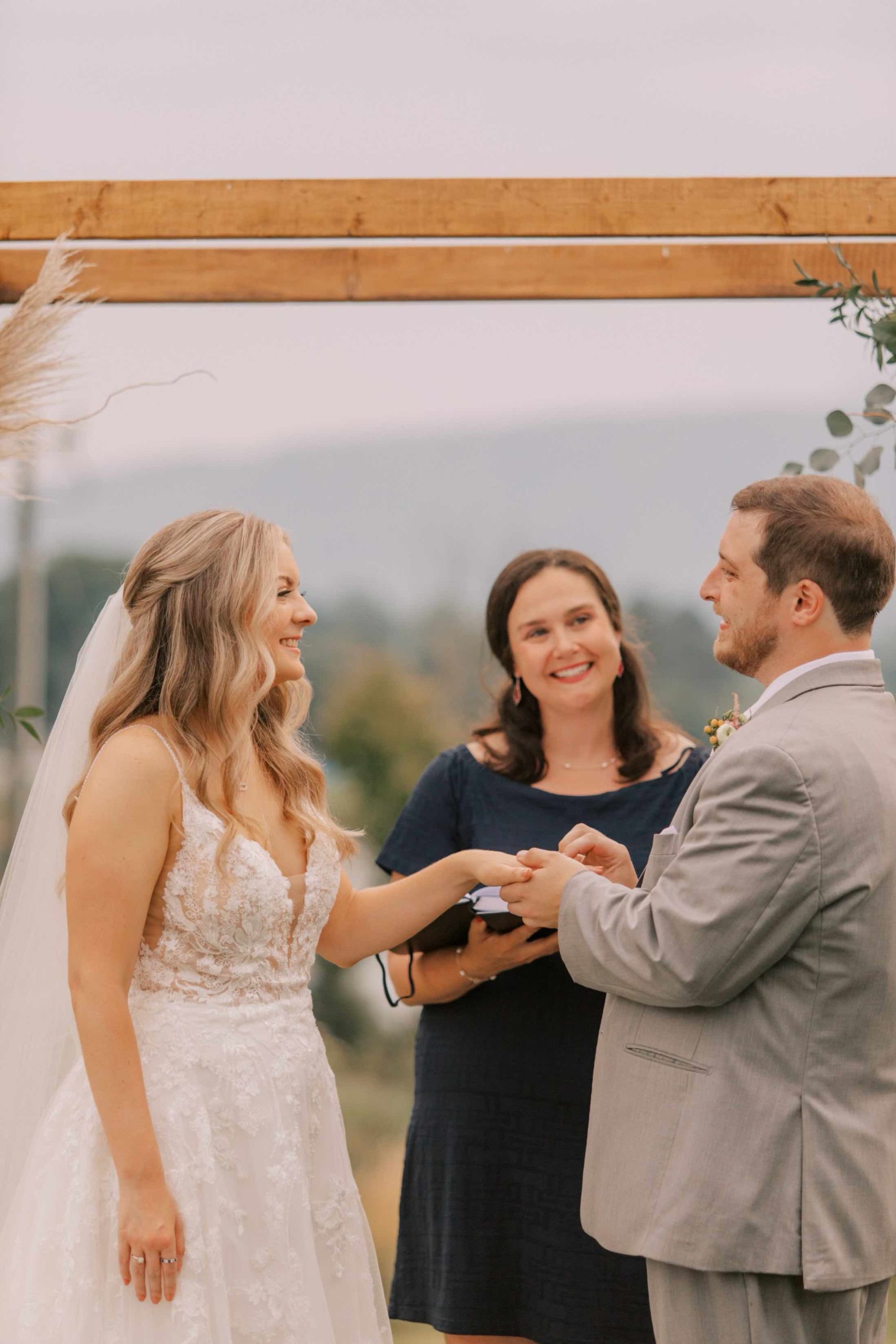 Kayla officiating a wedding.